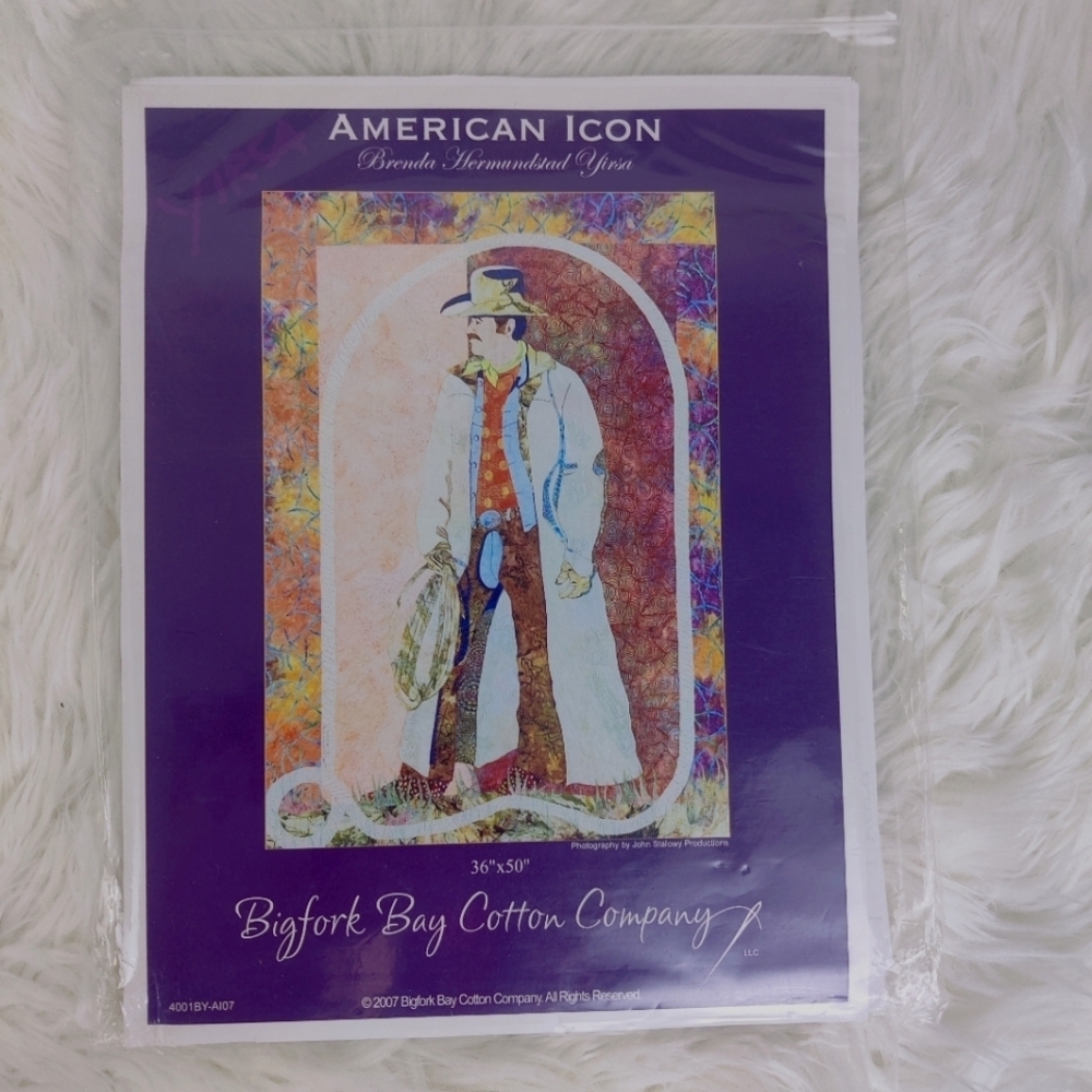 American Icon Pattern Cowboy Art Quilt Bigfork Bay Cotton Company 36x50